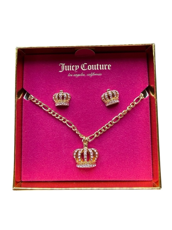 Juicy Couture Jewelry - Juicy Couture Gold Plated Crown Pendant Necklace and Stud Earrings Set